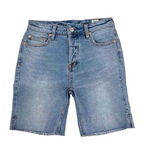 Free People Cut Out Jorts Shorts Blue Button Fly Pacific Blue Wash Size 26 NWT